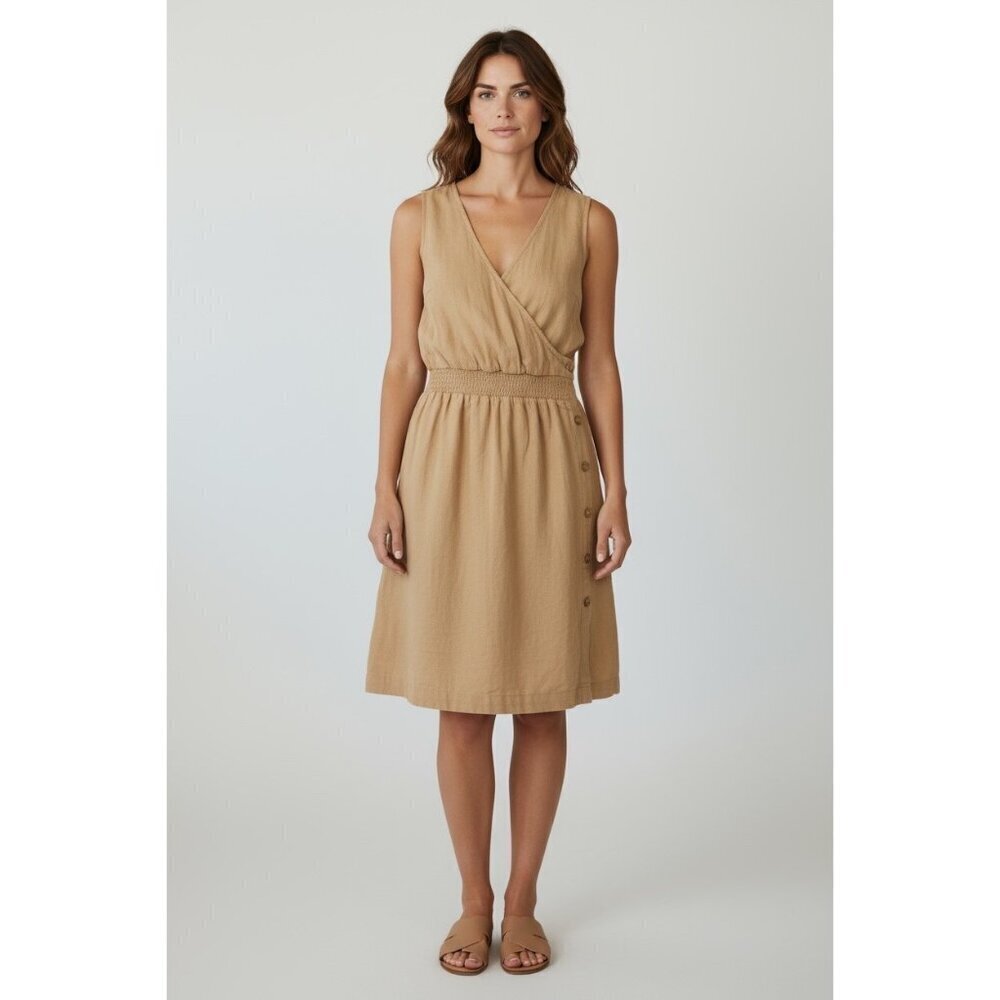 Mossimo Women's Linen Blend Wrap-Style Khaki Dress